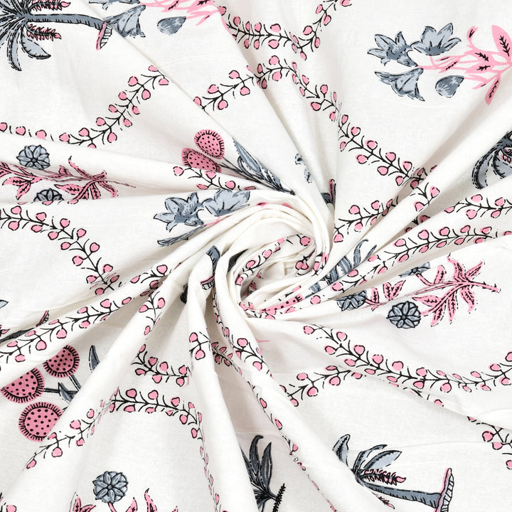 Gul Aangan Pure Cotton King Size Bedsheet – 95 x 108 inch | 186 TC White