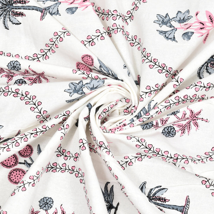 Rajasthani Pure Cotton King Size Bedsheet Flat / Fitted for Double Bed - RJ White view 3