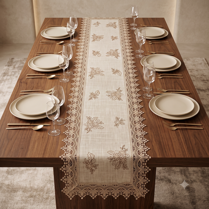 NAZAKAT Floral Embroidered Table Runner 3