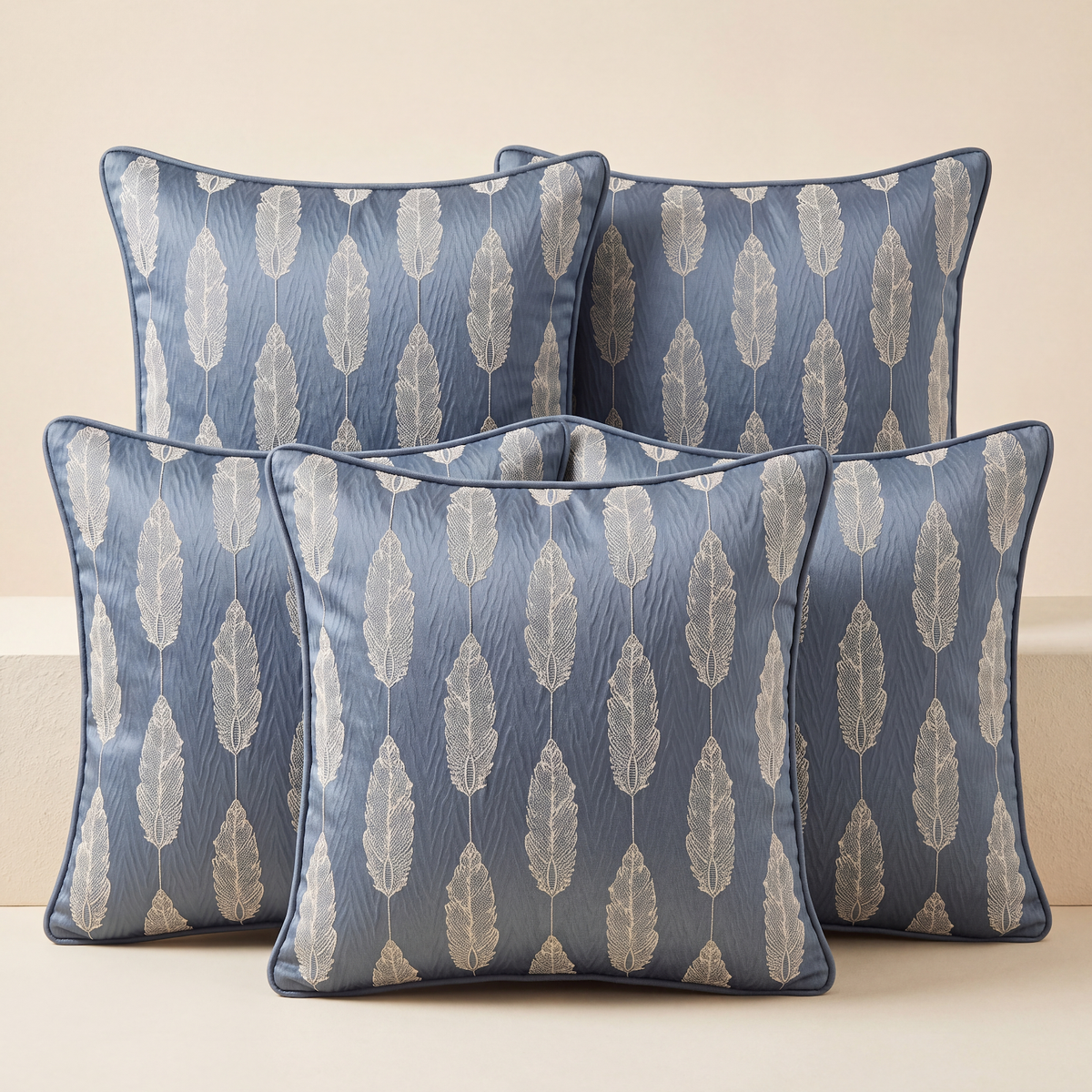 Blue Feather Satin Cushion Cover - main