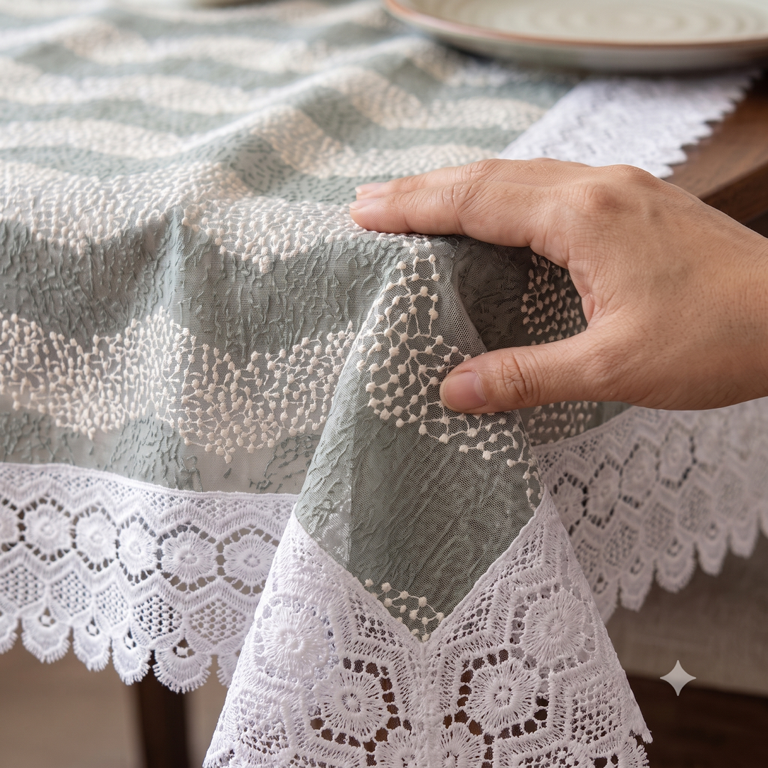 Bindi Dot Tissue Table Cover 60x90 - Grey &amp; White