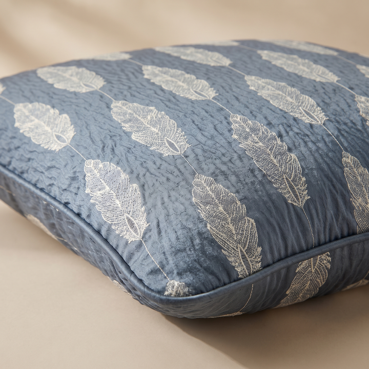 Blue Feather Satin Cushion Cover - 2
