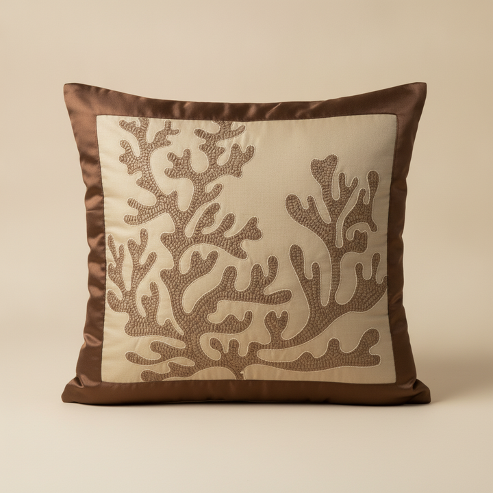 Saanvi Satin Golden Brown Cushion Cover - main