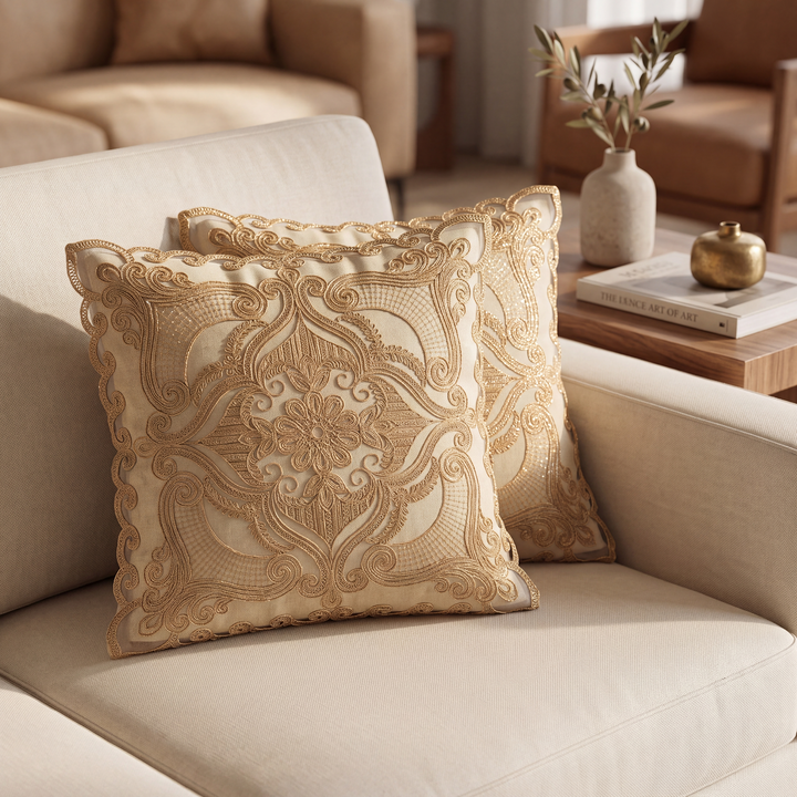 Royal Noor Golden Shimmer Cushion Cover - 4