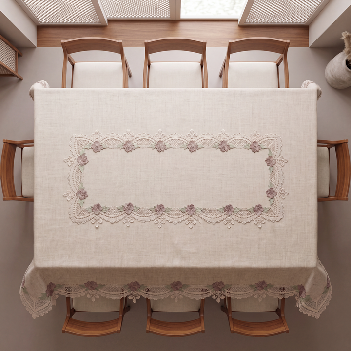 Floral Rose Lace Embroidered Table Cover 4