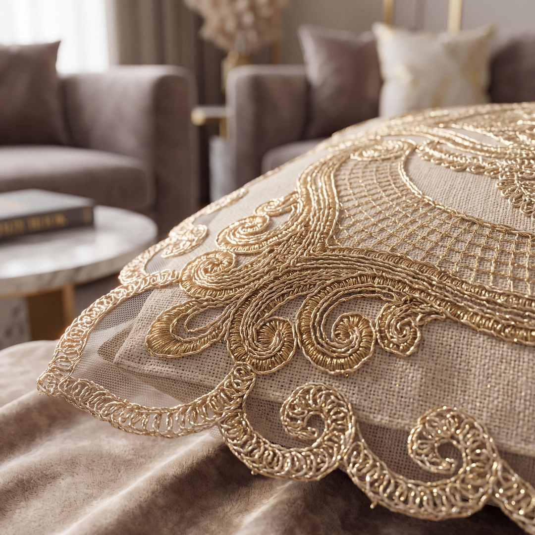 Royal Noor Golden Shimmer Cushion Cover - 3