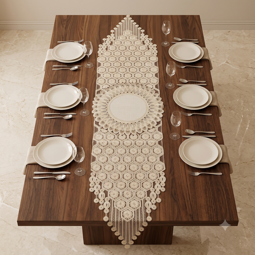 Shimmer Embroidered Net Table Runner 2