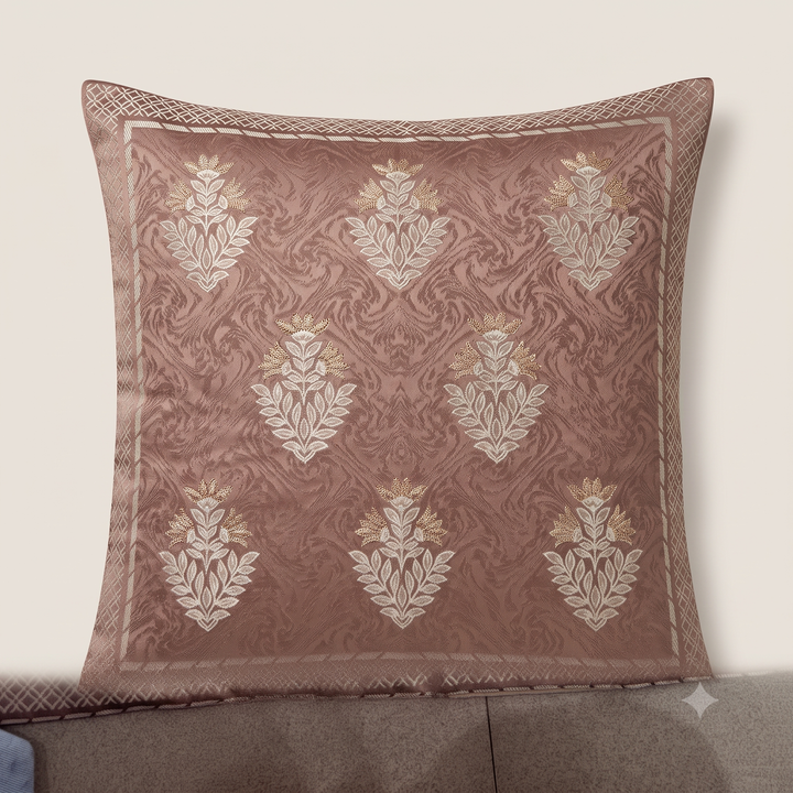 Regal Motif Jacquard Cushion Cover - Brown