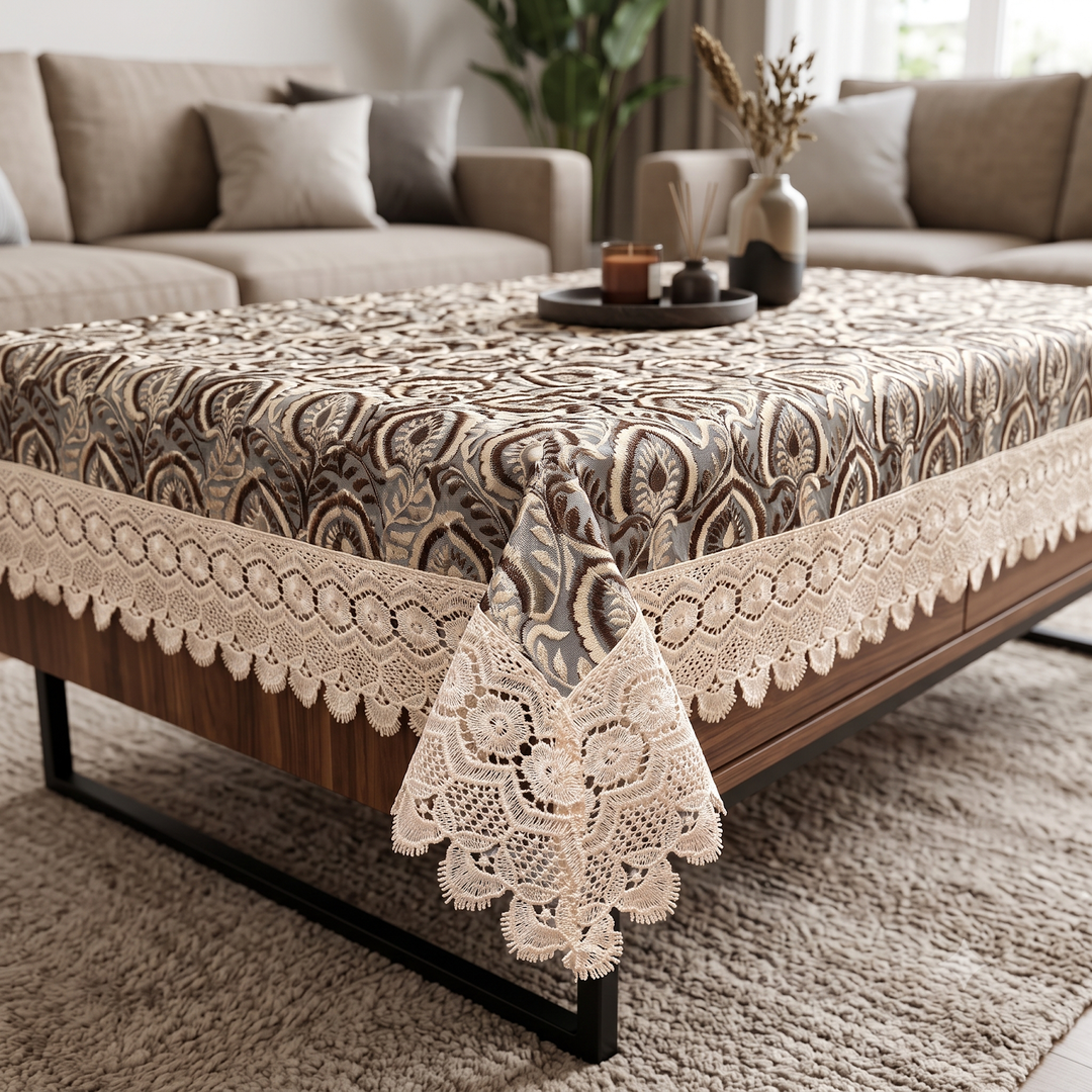 Royal Paisley Tissue Table Cloth 40x60 - Brown