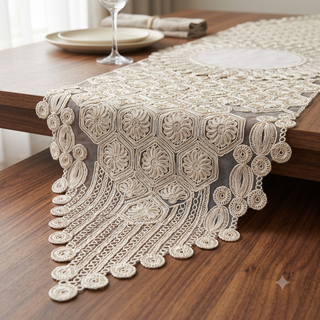 Shimmer Embroidered Net Table Runner 3