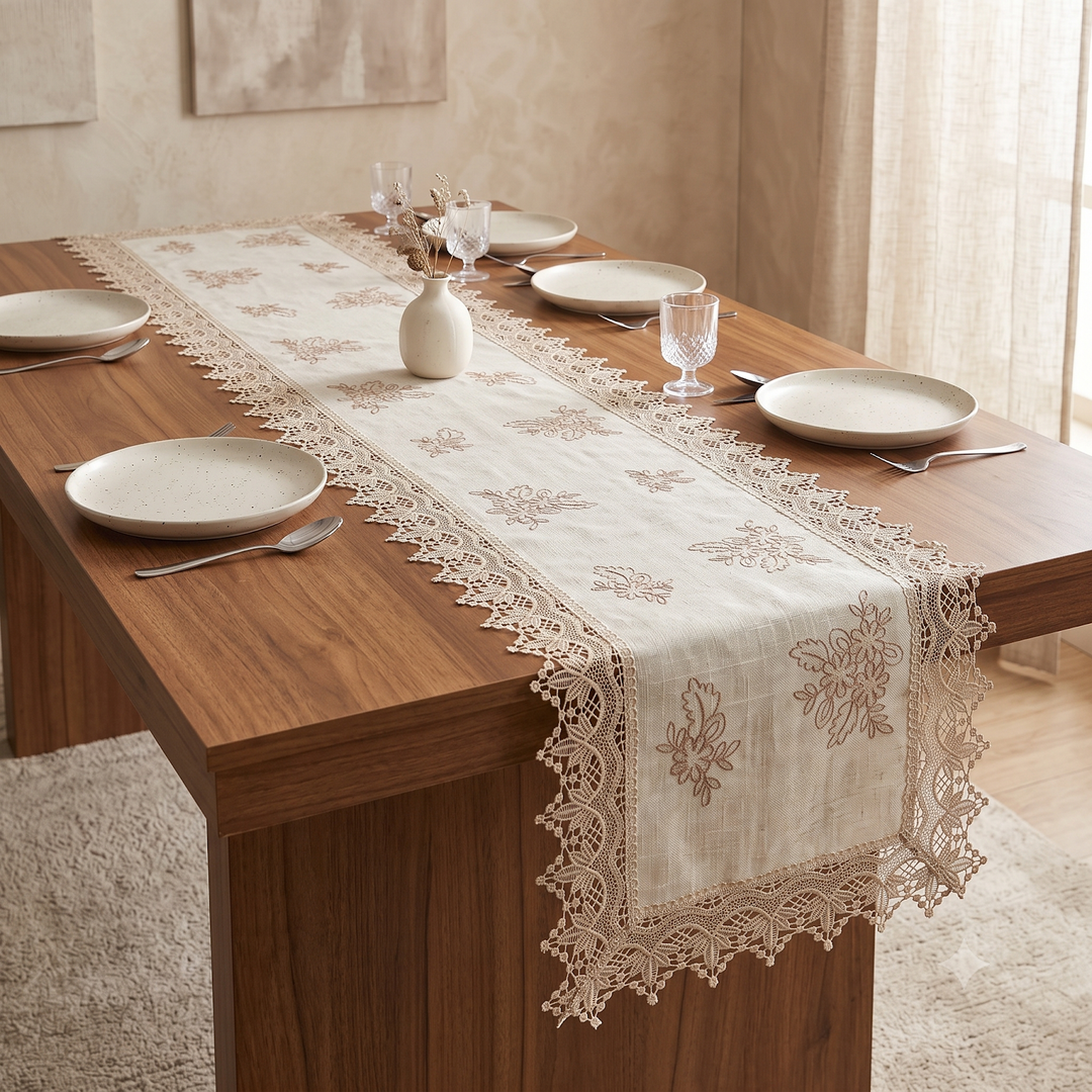 NAZAKAT Floral Embroidered Table Runner 5