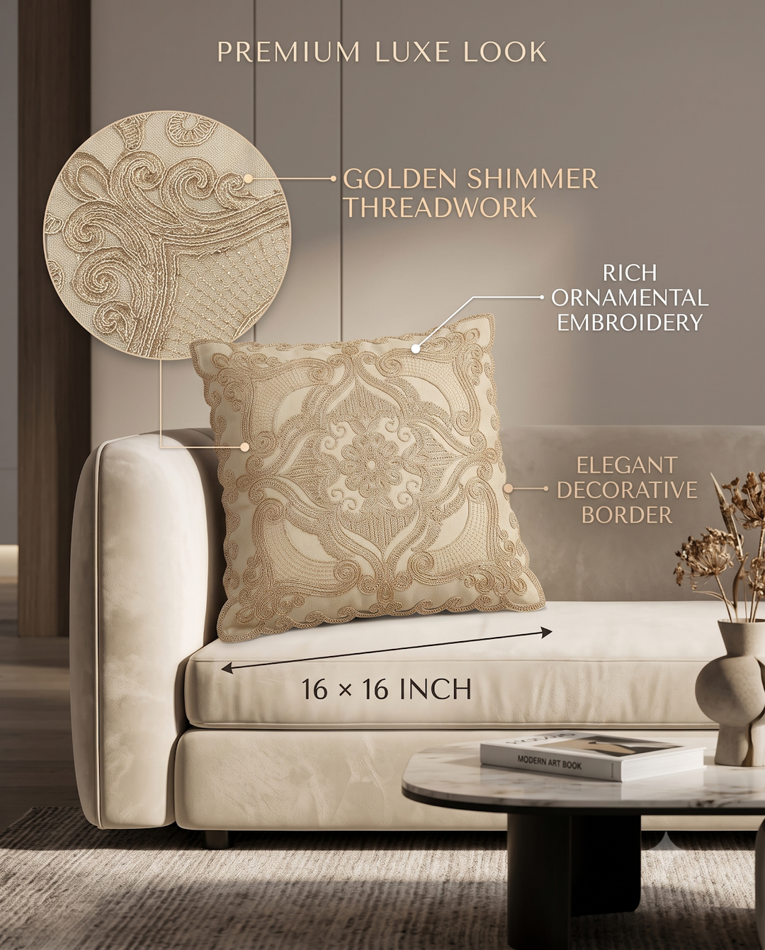 Royal Noor Golden Shimmer Cushion Cover - main