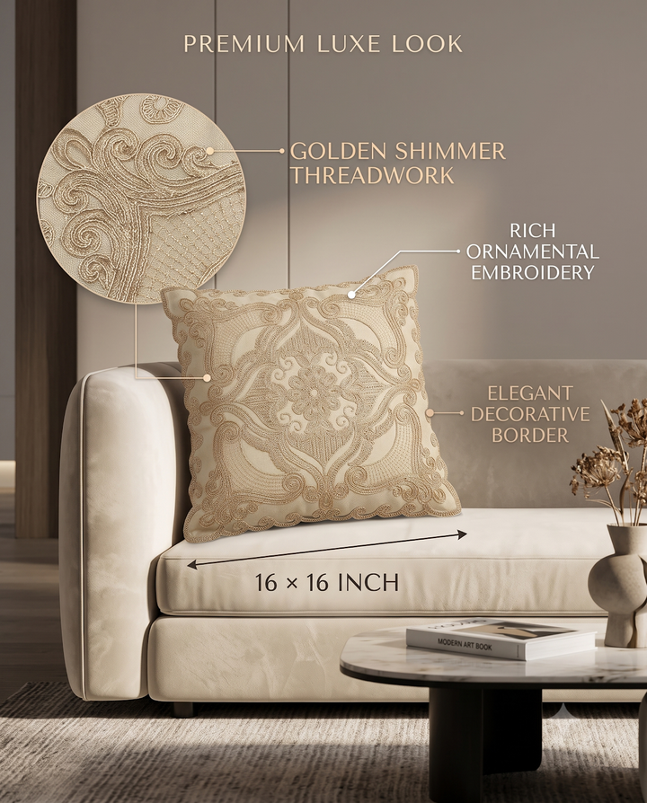 Royal Noor Golden Shimmer Cushion Cover - main