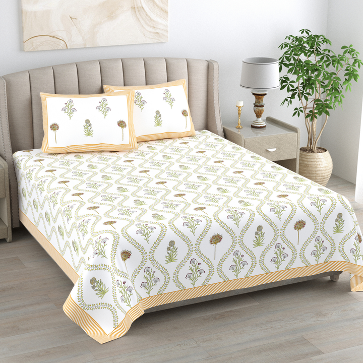 Meher Bloom King Size Bedsheet Flat / Fitted – 95 x 108 inch