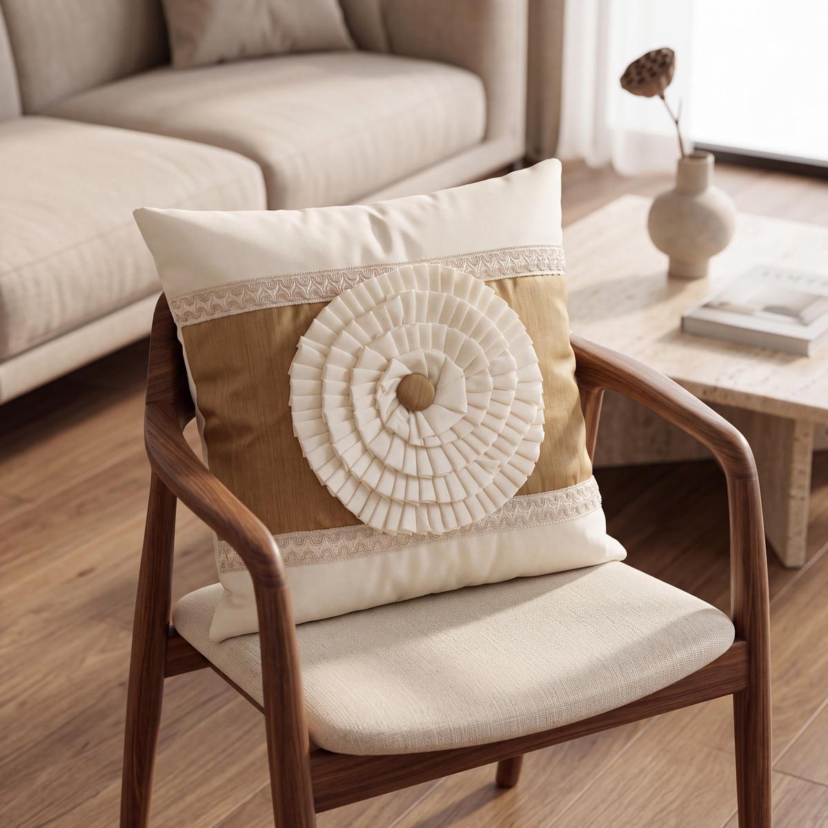 Sunflower Love Cushion Cover Light Brown - main