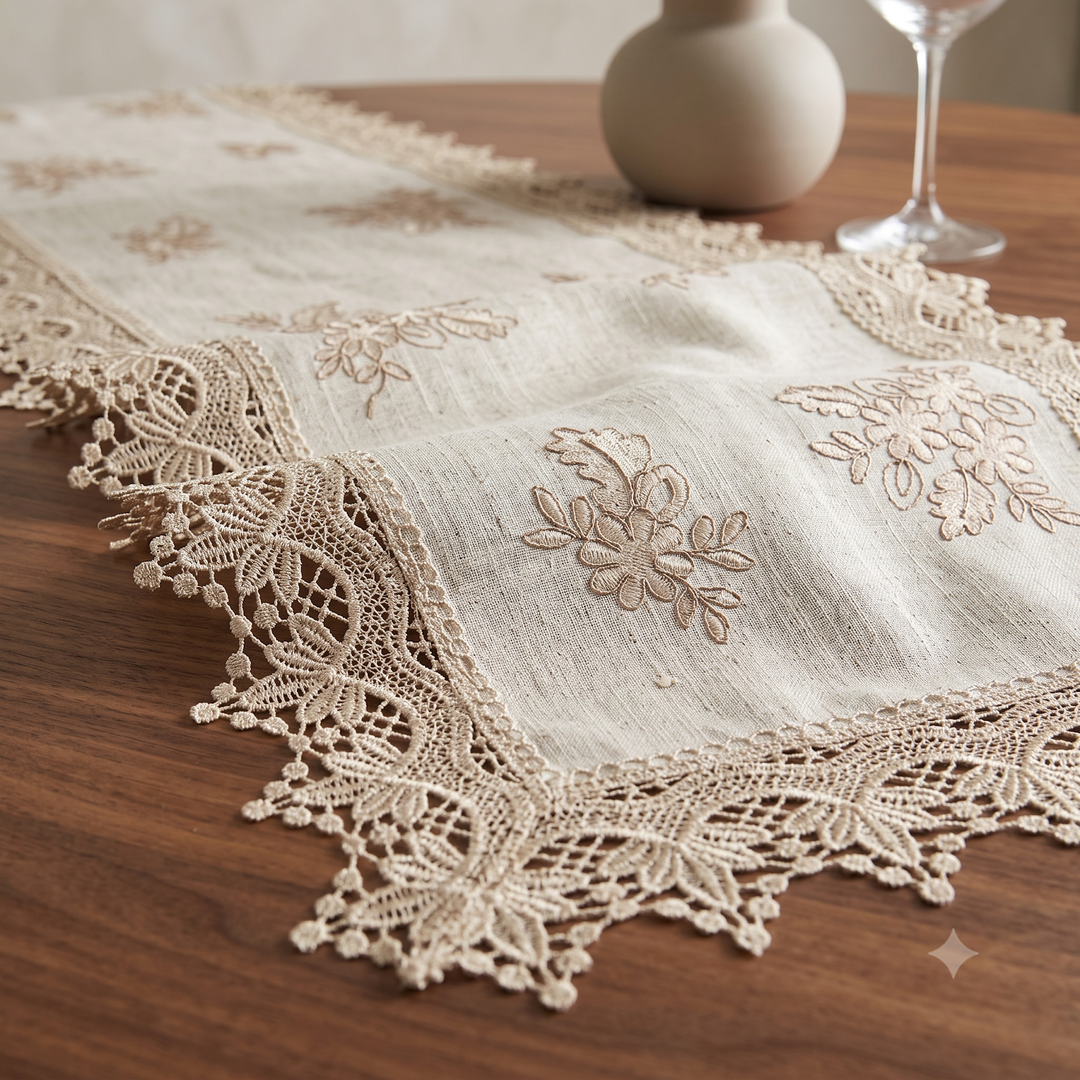 NAZAKAT Floral Embroidered Table Runner 4