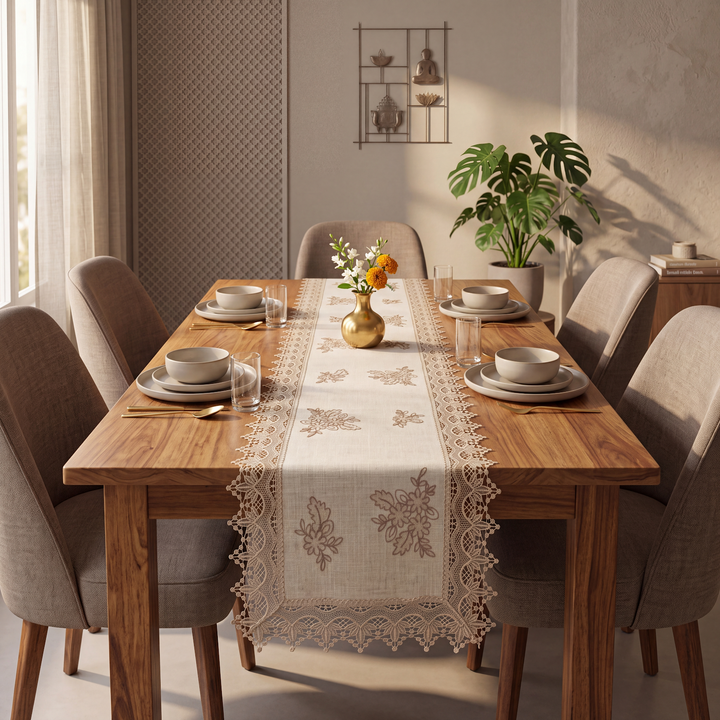 NAZAKAT Floral Embroidered Table Runner 2