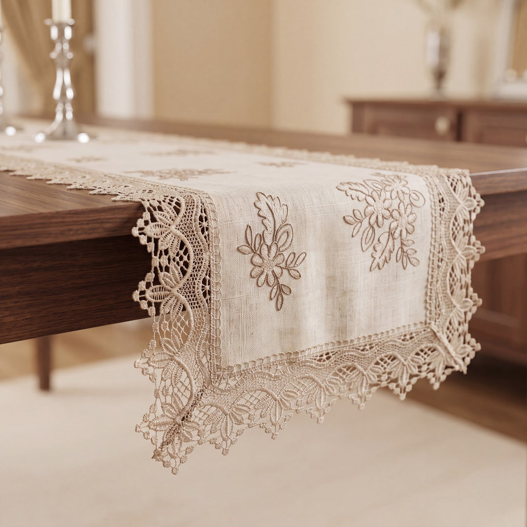 NAZAKAT Floral Embroidered Table Runner 1