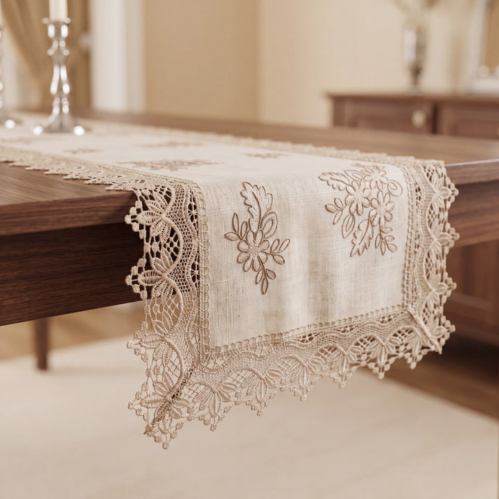 NAZAKAT Floral Embroidered Table Runner 1