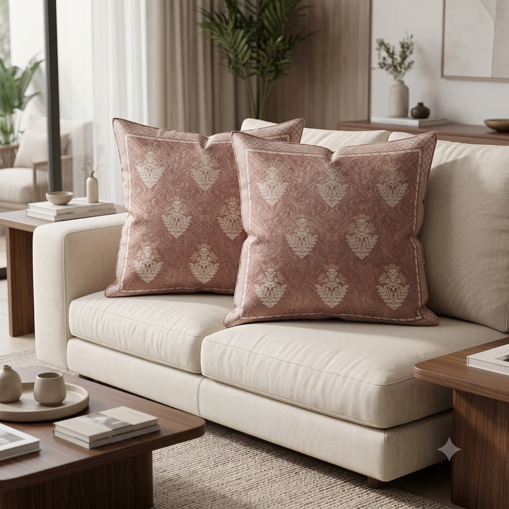 Regal Motif Jacquard Cushion Cover - Brown