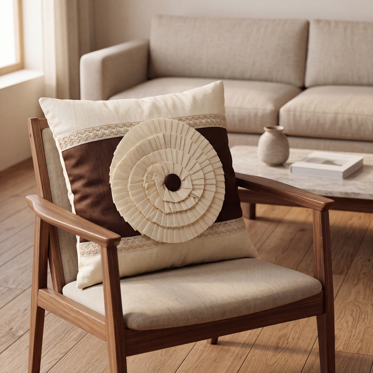 Sunflower Love Cushion Cover Dark Brown - main
