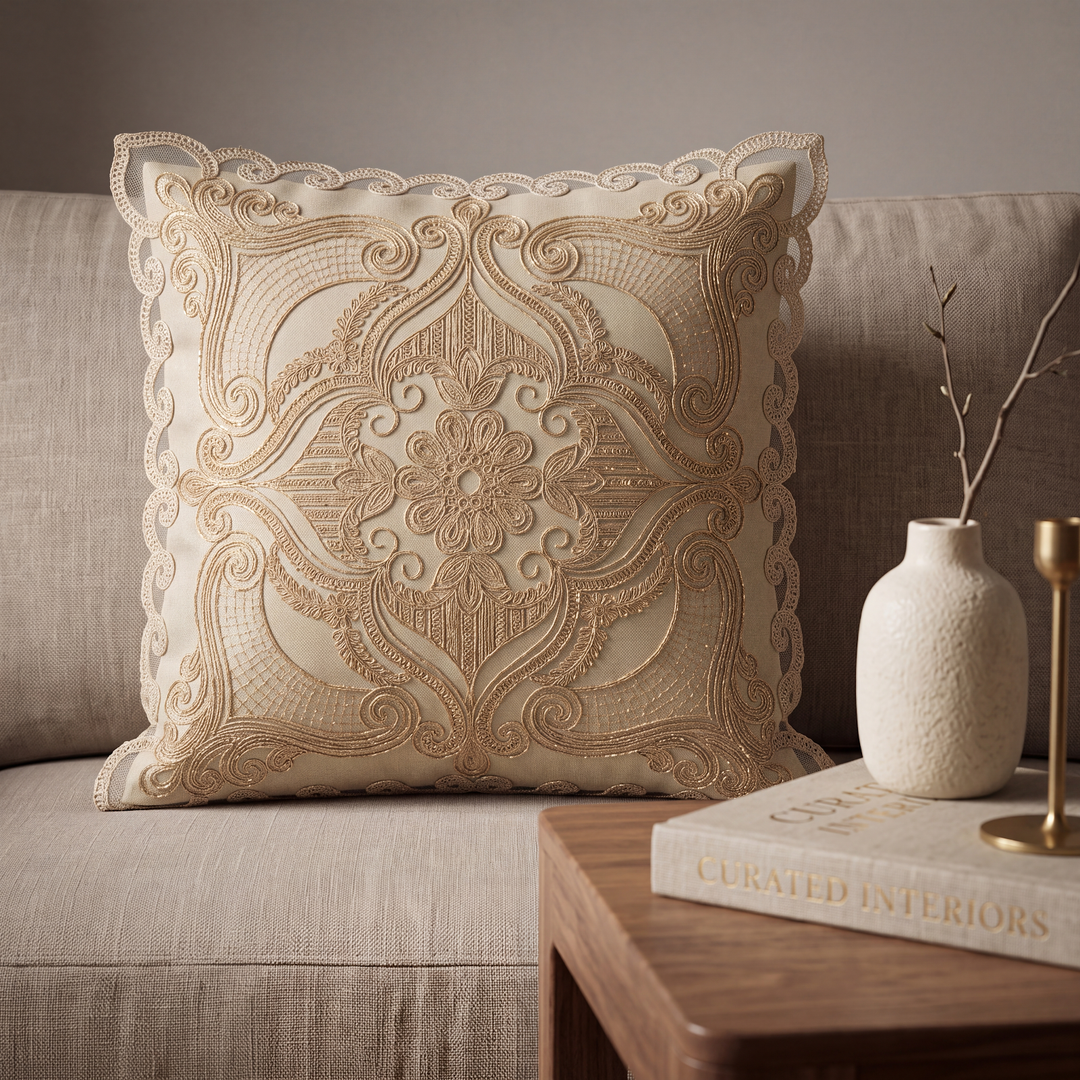 Royal Noor Golden Shimmer Cushion Cover - 2