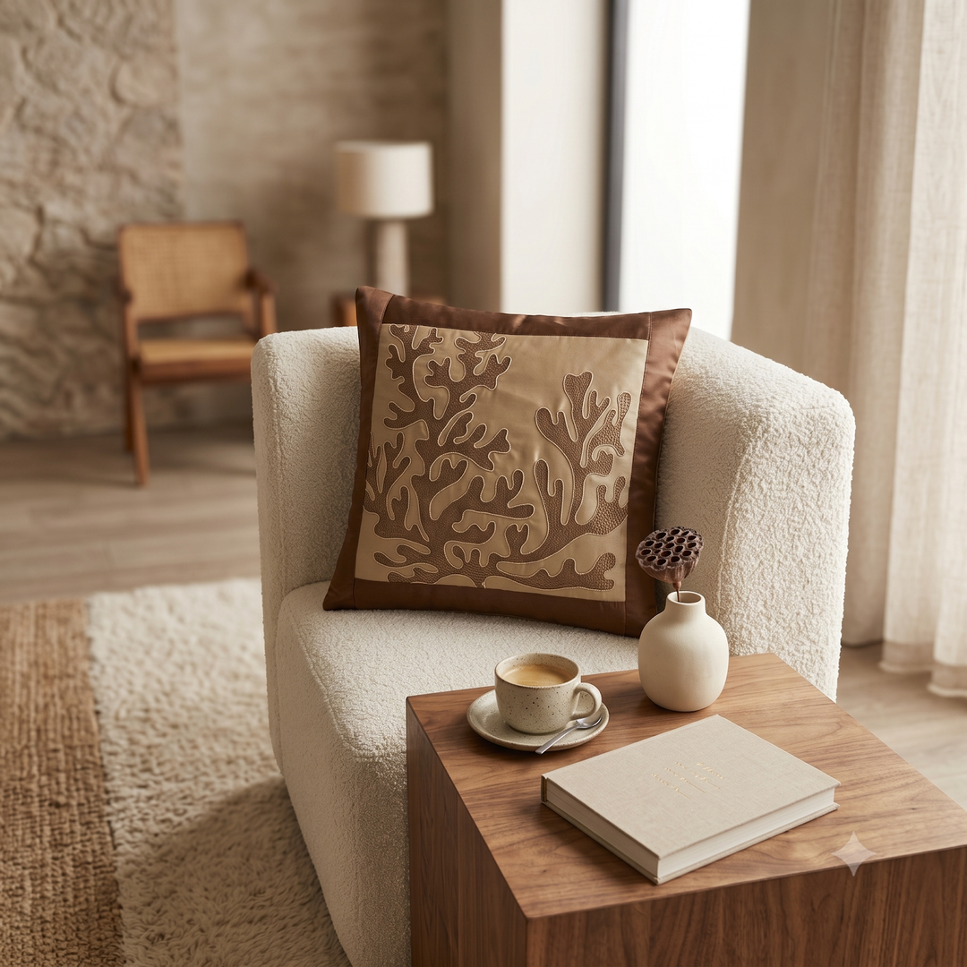 Saanvi Satin Golden Brown Cushion Cover - 4