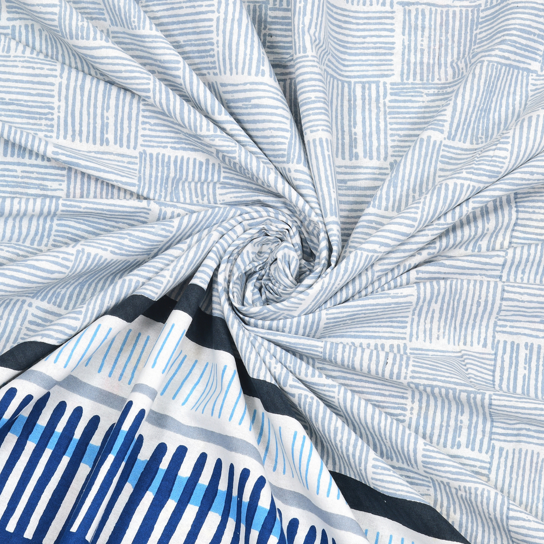 Neel Dhara Pure Cotton King Size Bedsheet – 95 x 108 inch | 186 TC Navy Blue