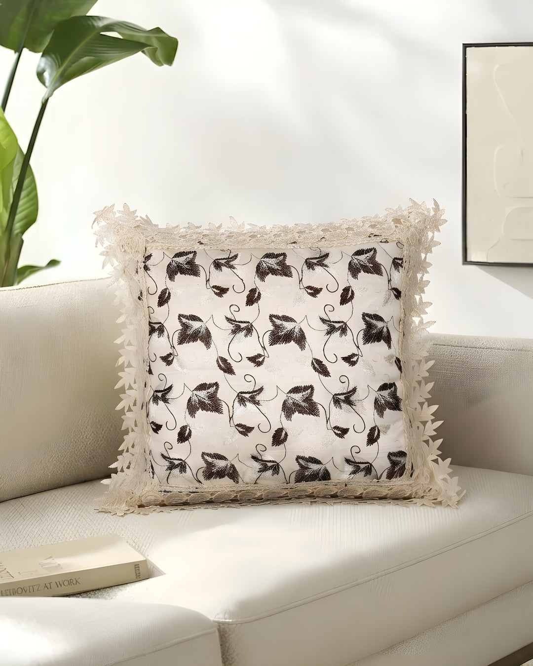 Leafy Love Tissue Lace Decorative Cushions Cover