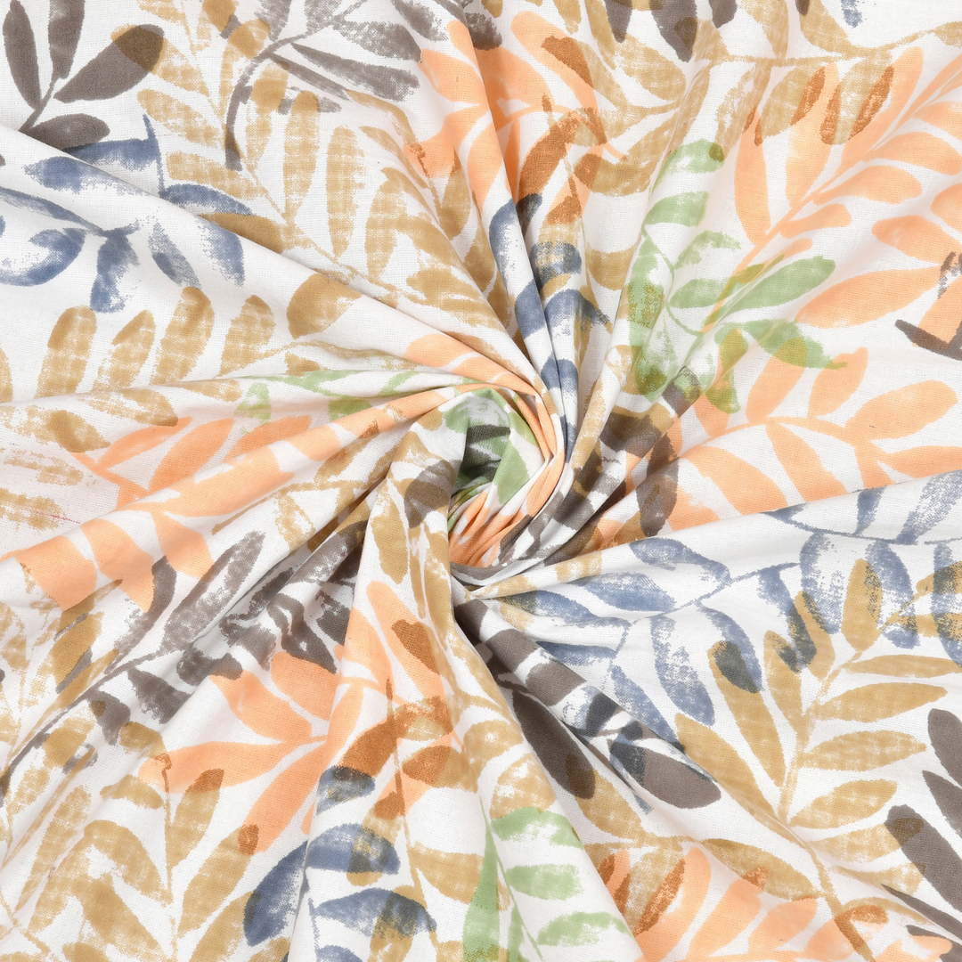 Dhara Leaf Pure Cotton King Size Bedsheet – 95 x 108 inch | 186 TC Multi
