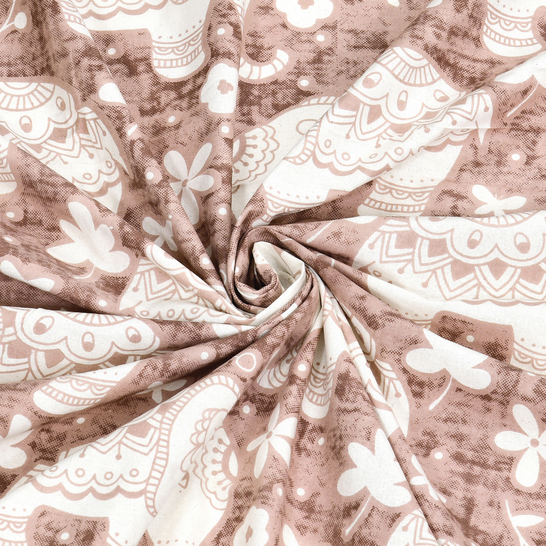 Gajraj Bloom Pure Cotton King Size Bedsheet – 108 x 108 inch | 186 TC Brown