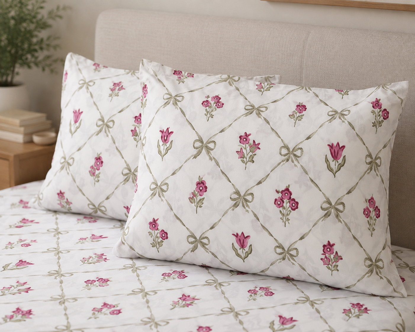 Phoolwari 100% Pure Cotton King Size Bedsheet, 300 TC (108