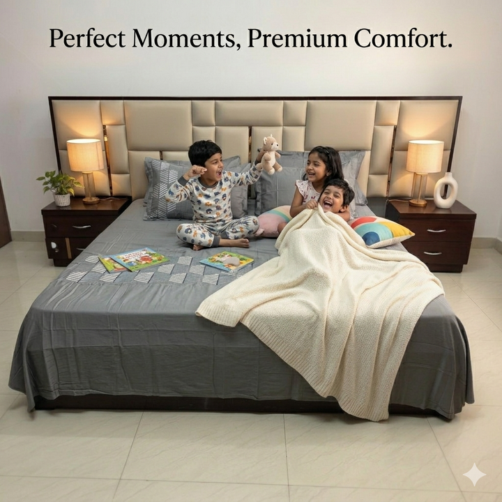 Heritage Weave Diamond 100% Cotton King Size Embroidered Bedsheet, 400 TC