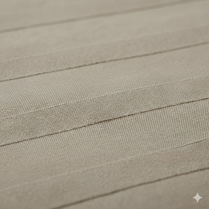 Self-Stripe Jacquard Pure Cotton King Size Bedsheet- 250 TC Khaki