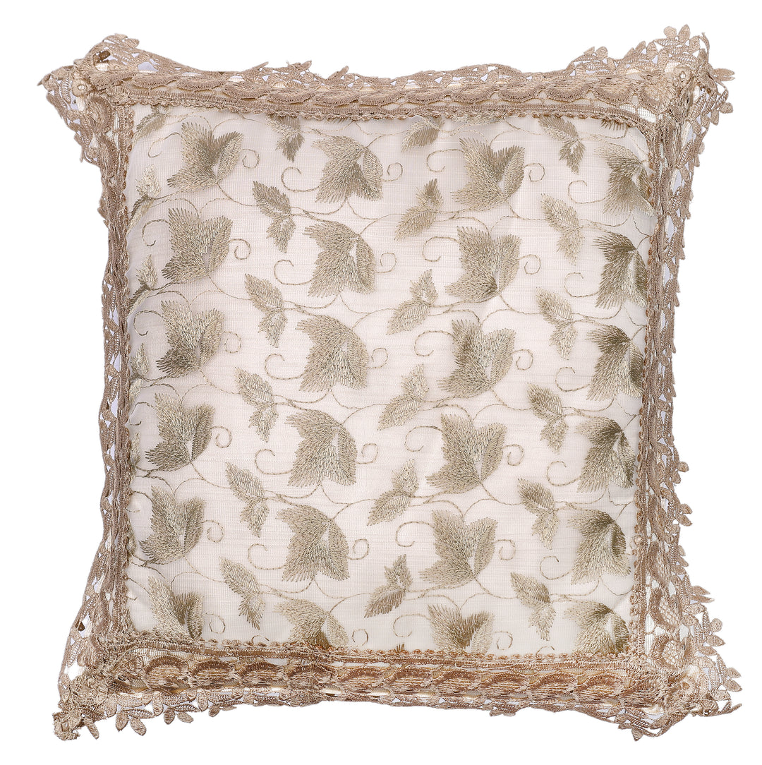 Leafy Love Tissue Lace Decorative Cushions Cover Golden