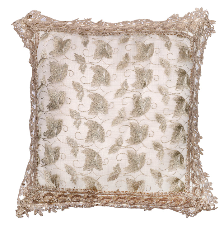 Leafy Love Tissue Lace Decorative Cushions Cover Golden