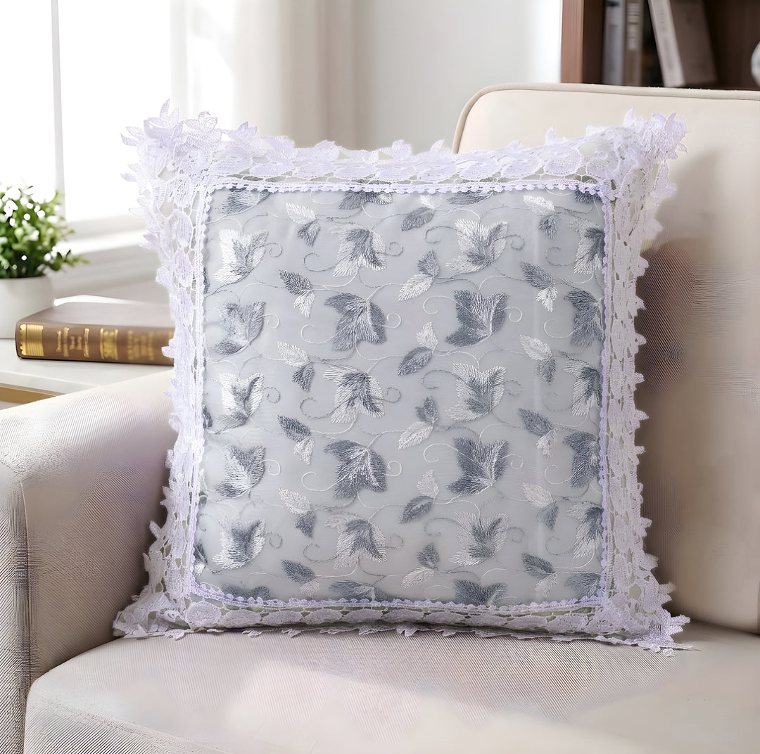 Leafy Love Tissue Lace Decorative Cushions Cover White