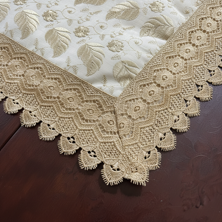 Leafy Love Tissue Lace Decorative Cushions Cover Gold Set of 5