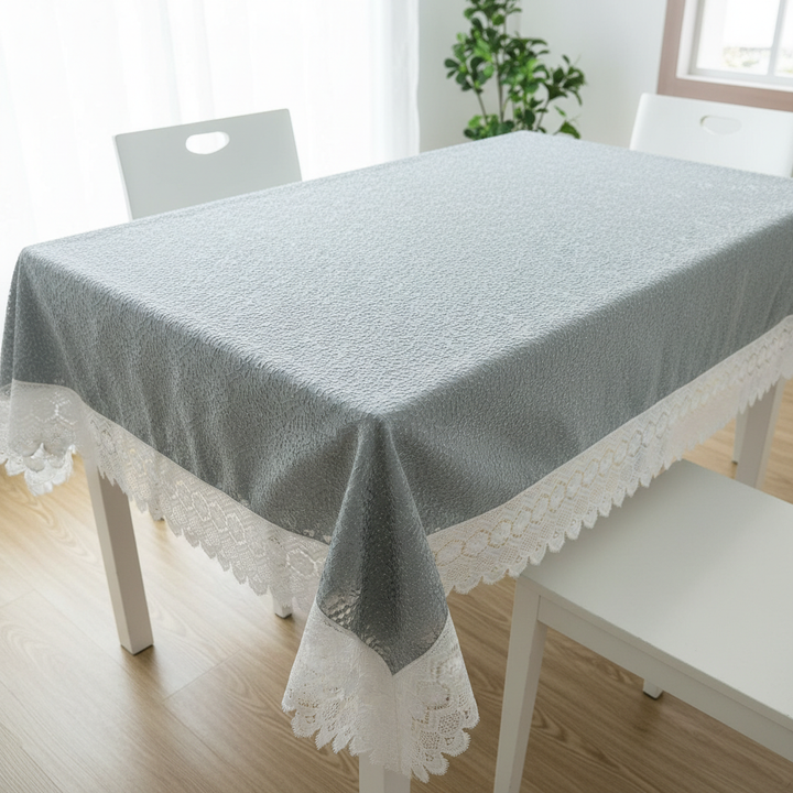 Luxury Floral Bindi Net Embroidery Tissue 6- 8 Seater Table Cloth | 60x90 | Grey