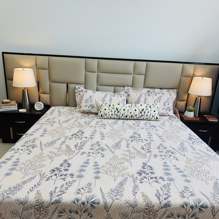 Premium 100% Cotton Aroma Reversible Quilted King Size Bedsheet- 90 x 100 Inches
