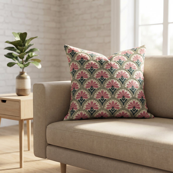 Elegant Rangoli Premium Digital Printed Cushion Covers - Pack of 5- Pink Green
