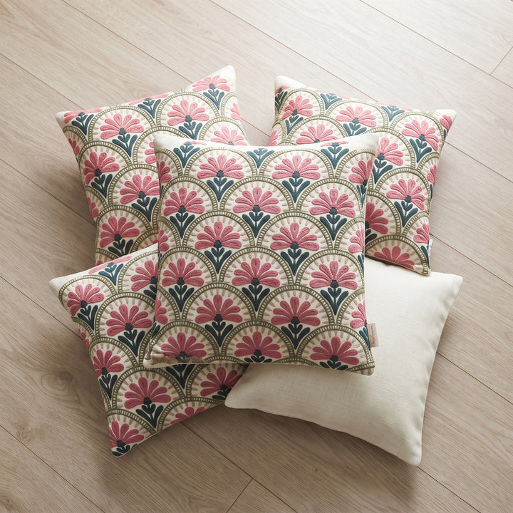 Elegant Rangoli Premium Digital Printed Cushion Covers - Pack of 5- Pink Green