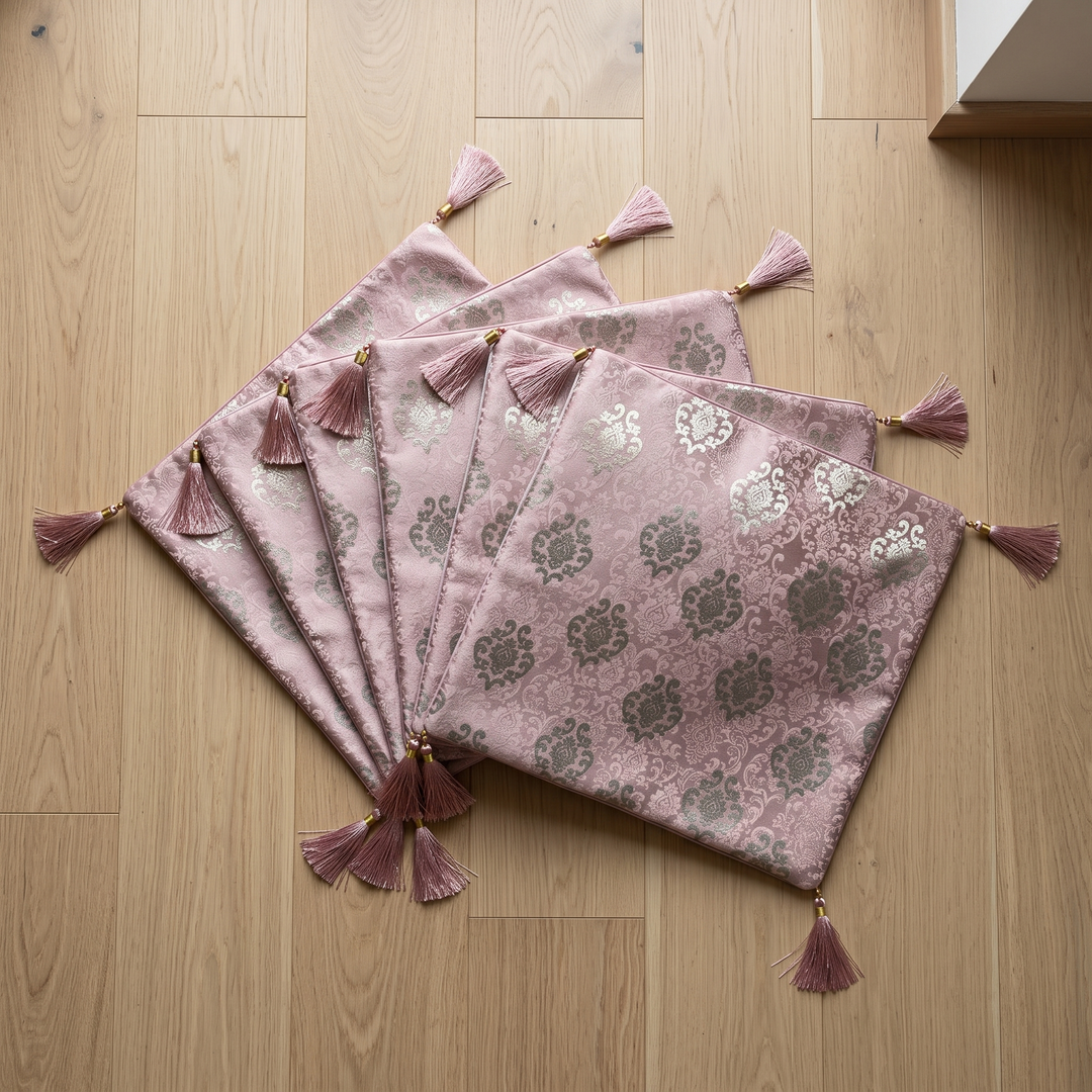 Royal Textured Premium Digital Printed Cushion Covers - Pack of 5- Pink