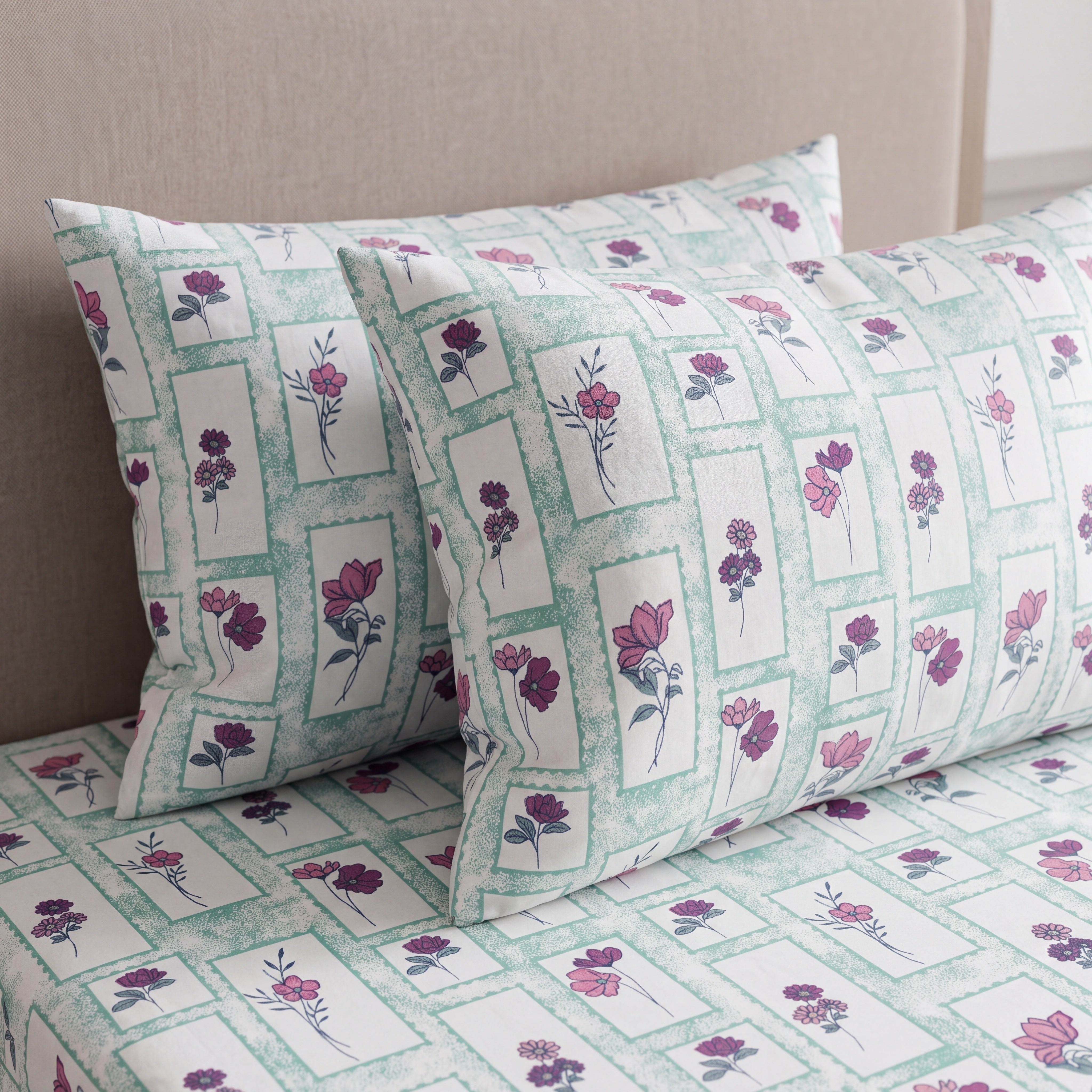 Phoolwari 100% Cotton King Size Bedsheet, 300 TC (108