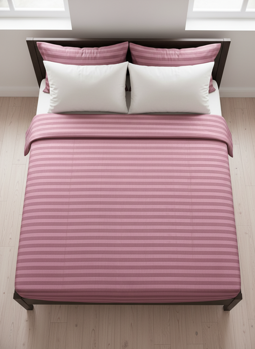 Self-Stripe Jacquard Pure Cotton King Size Bedsheet –  250 TC Wine