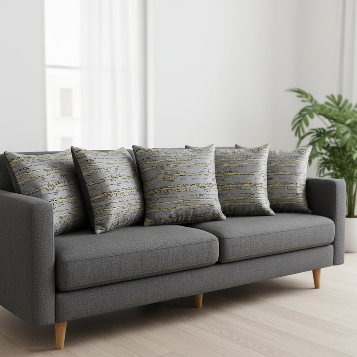 golden stripes 100% Cotton cushion covers, set of 5