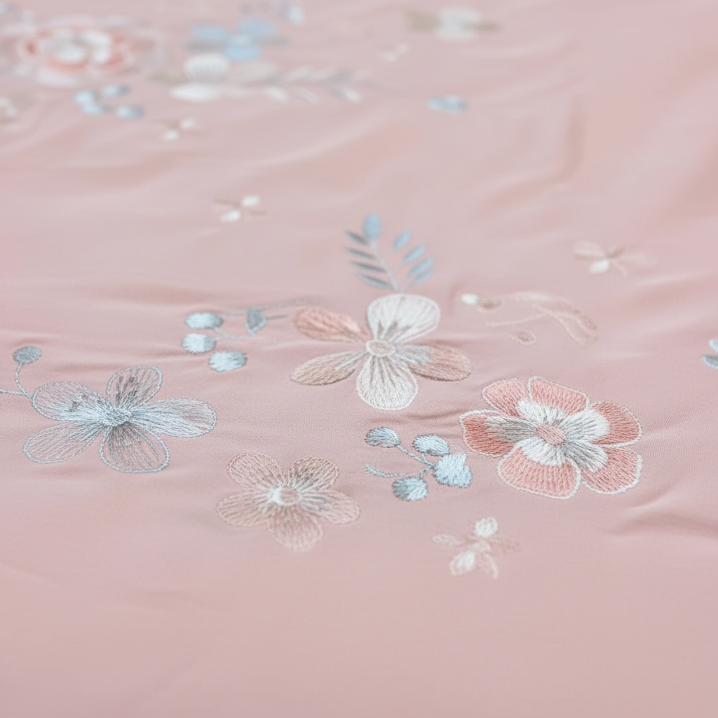 Ultra Soft Elegant Floral Embroidery Comforter, Gulabi Serenity