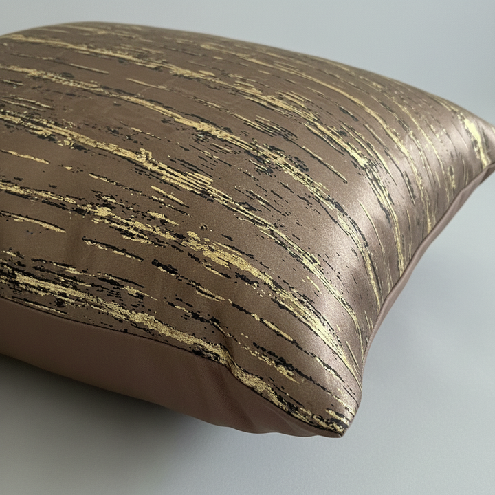 Golden Stripes Suede Cushion Covers, set of 5, Brown