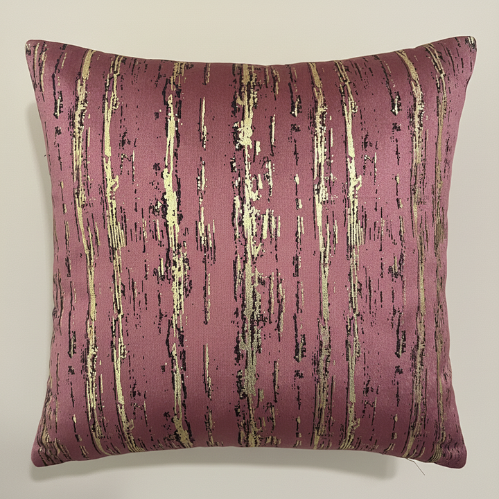 Wine Golden Stripes Suede Cushion Covers, set of 5