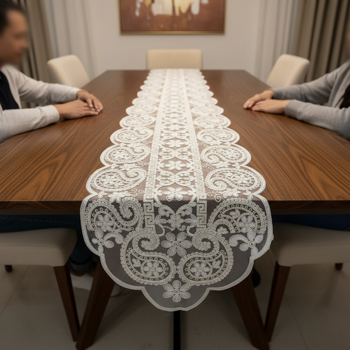 Premium Net Fabric Samsara Dinning Table Runner, 15 × 70 inches